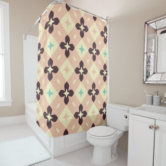 Seamless geometric floral  pattern shower curtain (In Situ)