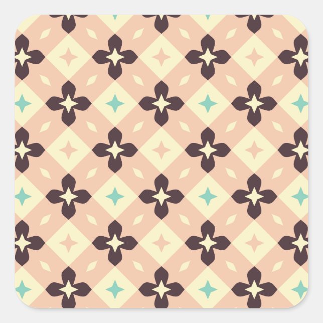 Seamless geometric floral  pattern square sticker (Front)