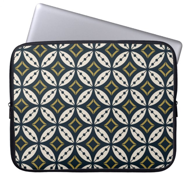 Seamless geometric flowers: colourful pattern. laptop sleeve (Front)