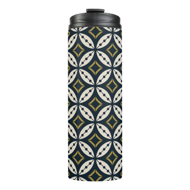 Seamless geometric flowers: colourful pattern. thermal tumbler (Front)
