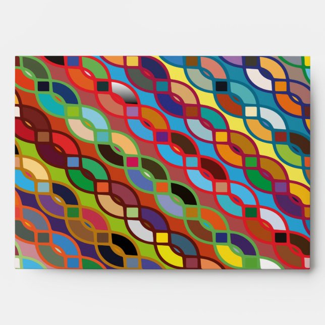 Seamless Geometric Multicolor Chain Pattern Envelope (Front)