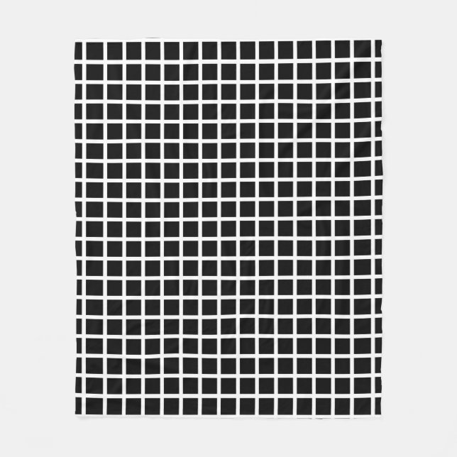 Seamless geometric pattern. Black square on white  Fleece Blanket (Front)