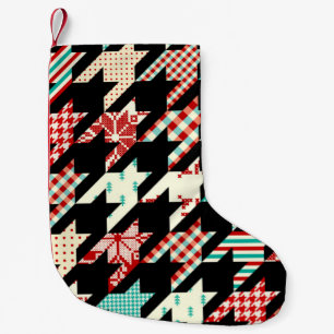 Seamless geometric pattern. Classic Hounds-tooth p Small Christmas Stocking