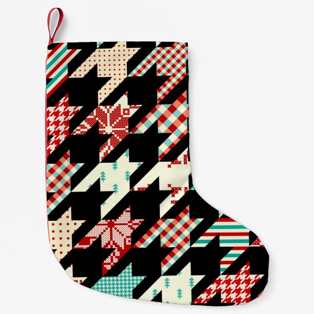 Seamless geometric pattern. Classic Hounds-tooth p Small Christmas Stocking (Front)