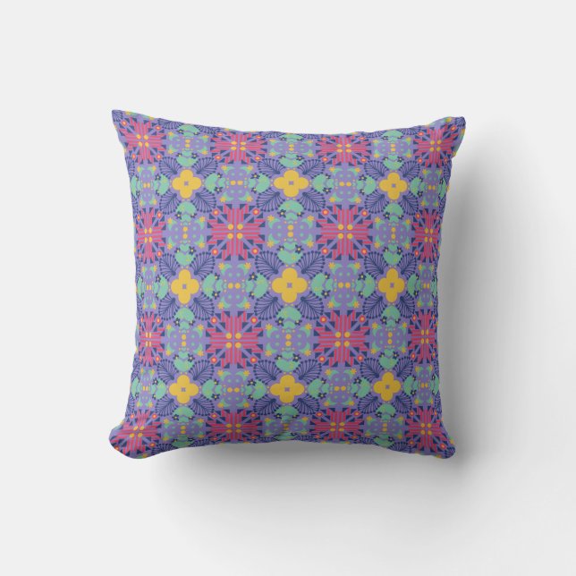 Seamless geometric pattern featuring vibrant pink cushion (Front)