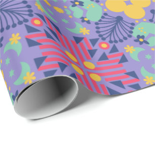 Seamless geometric pattern featuring vibrant pink wrapping paper