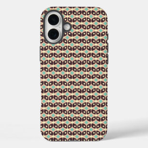 Seamless geometric pattern in dark brown leaf iPhone 16 plus case