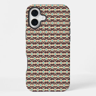 Seamless geometric pattern in dark brown leaf iPhone 16 plus case