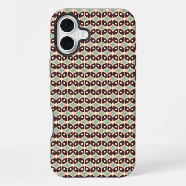 Seamless geometric pattern in dark brown leaf  iPhone case (Back)