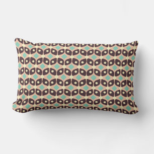 Seamless geometric pattern in dark brown leaf  lumbar cushion