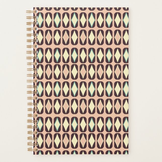 Seamless geometric pattern in dark brown leaf  planner (Front)