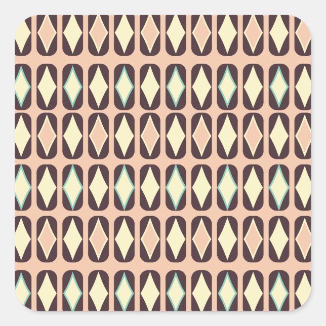 Seamless geometric pattern in dark brown leaf  square sticker (Front)