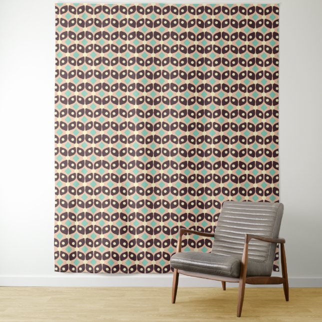 Seamless geometric pattern in dark brown leaf  tapestry (In Situ)
