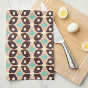 Seamless geometric pattern in dark brown leaf  tea towel