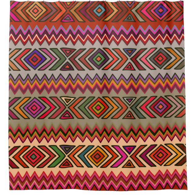 Seamless geometric pattern in ethnic style with rh shower curtain (Front)