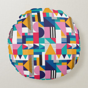 Seamless geometric pattern in modern abstract styl round cushion