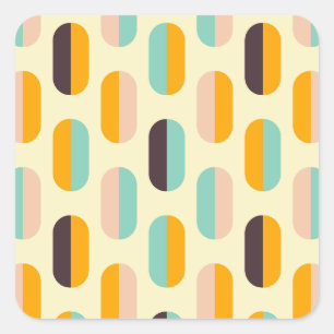 Seamless geometric pattern in retro vibes square sticker