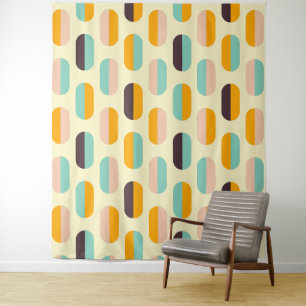 Seamless geometric pattern in retro vibes tapestry