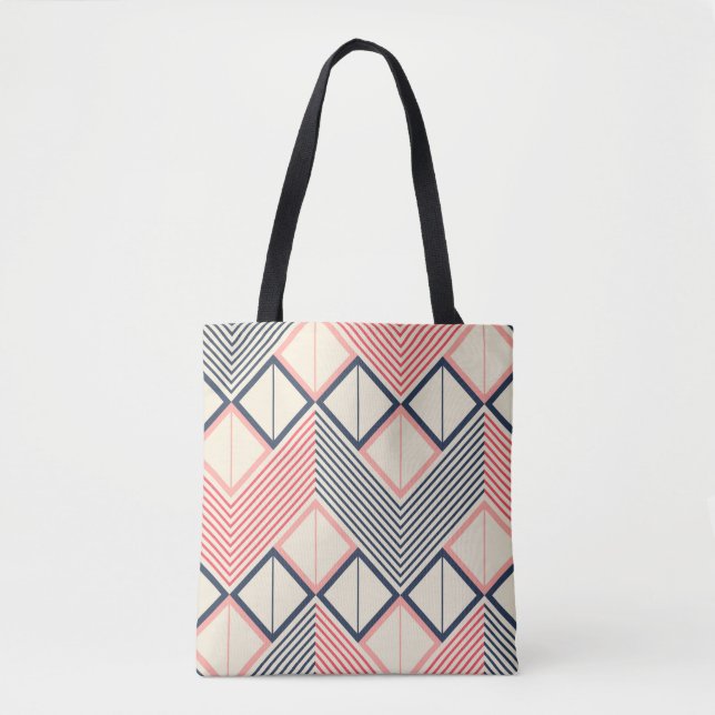 Seamless geometric pattern of horizontal zigzag tote bag (Front)