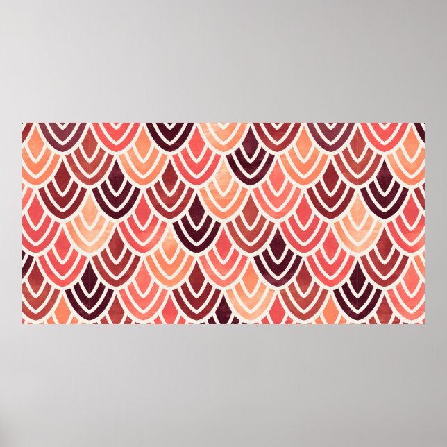 Seamless geometric pattern on paper texture poster (Front)