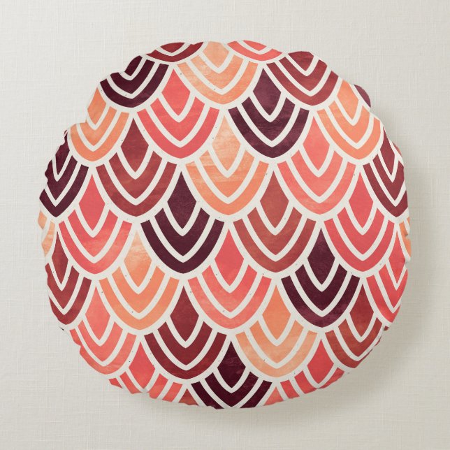 Seamless geometric pattern on paper texture round cushion (Front)