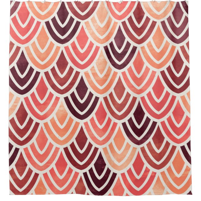 Seamless geometric pattern on paper texture shower curtain (Front)