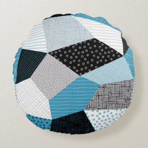 Seamless geometric pattern, patchwork tiles. Freeh Round Cushion