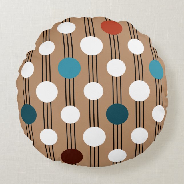 Seamless geometric pattern with circles round cushion (Front)