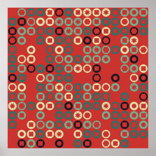 Seamless geometric pattern with colored elements, poster