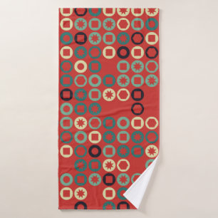 Seamless geometric pattern with coloured elements, bath towel
