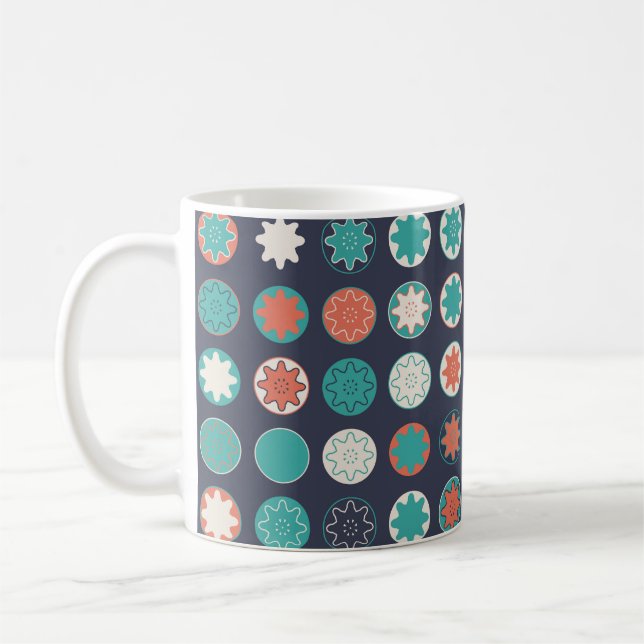 Seamless geometric pattern with coloured elements, coffee mug (Left)