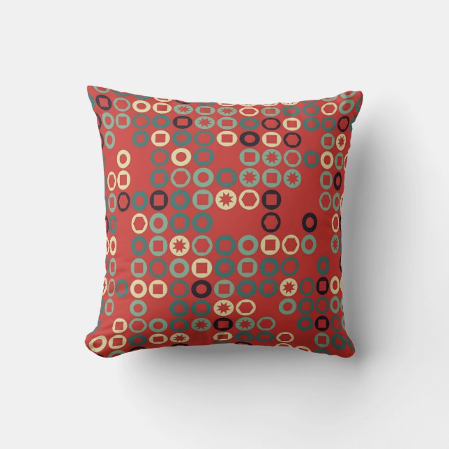Seamless geometric pattern with coloured elements, cushion (Front)