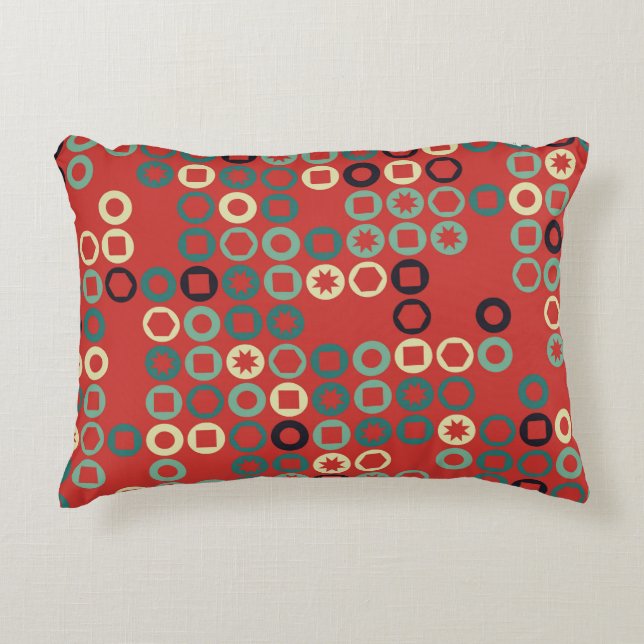 Seamless geometric pattern with coloured elements, decorative cushion (Front)