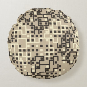 Seamless geometric pattern with coloured elements, round cushion