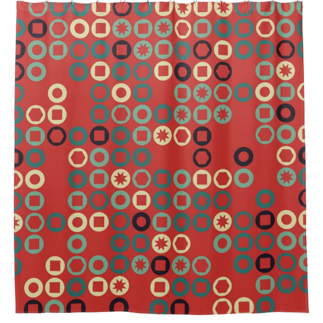 Seamless geometric pattern with coloured elements, shower curtain (Front)