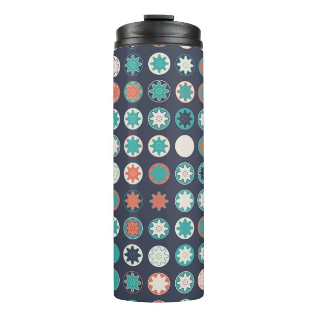 Seamless geometric pattern with coloured elements, thermal tumbler (Front)
