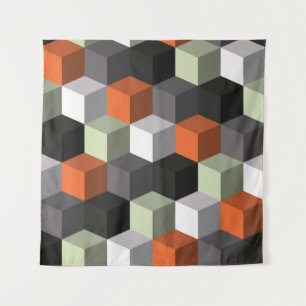 Seamless geometric pattern with cubes and volume tapestry