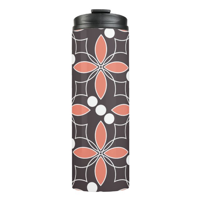 Seamless geometric pattern with flowers. art.  thermal tumbler (Front)