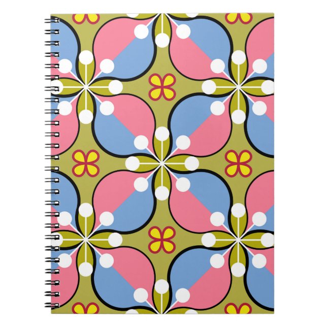 Seamless geometric pattern with flowers notebook (Front)