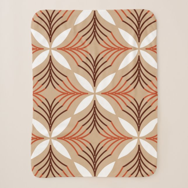 Seamless geometric pattern with flowers sherpa blanket (Front)