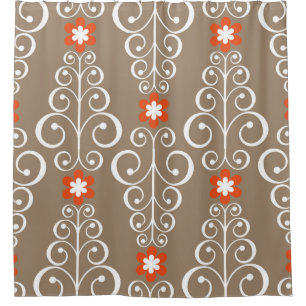 Seamless geometric pattern with flowers shower curtain