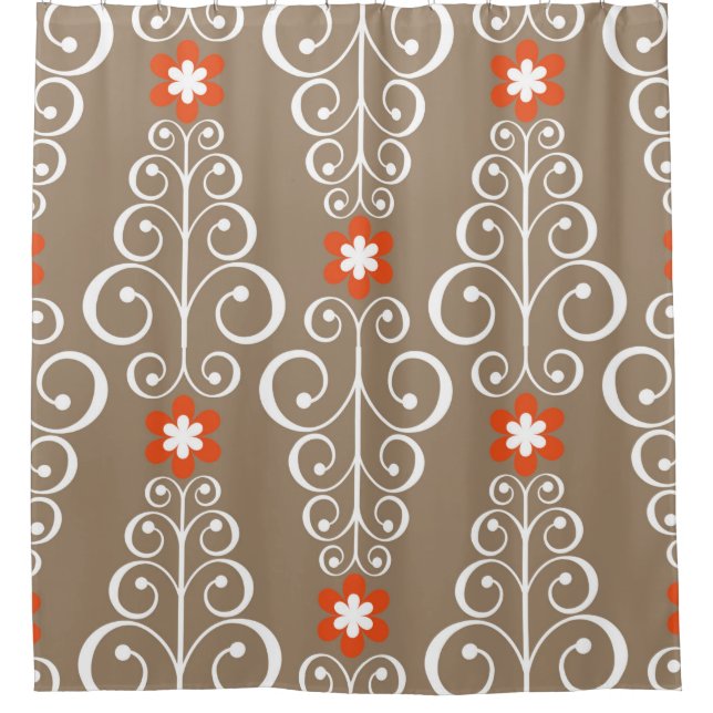 Seamless geometric pattern with flowers shower curtain (Front)
