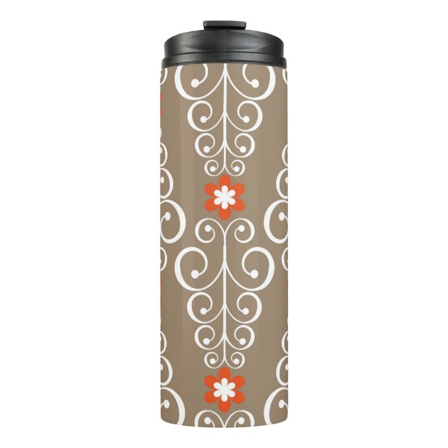 Seamless geometric pattern with flowers thermal tumbler (Front)