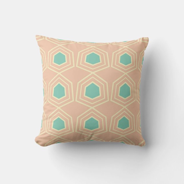 Seamless geometric pattern with teal pentagons cushion (Front)