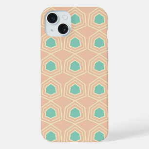 Seamless geometric pattern with teal pentagons iPhone 15 plus case
