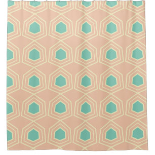 Seamless geometric pattern with teal pentagons shower curtain