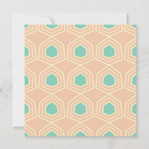 Seamless geometric pattern with teal pentagons thank you card