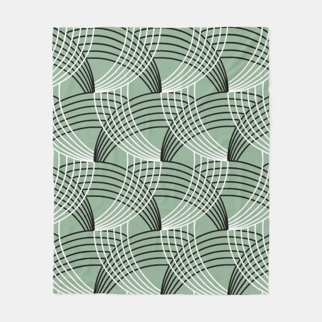 Seamless geometric pattern with wavy lines fleece blanket (Front)
