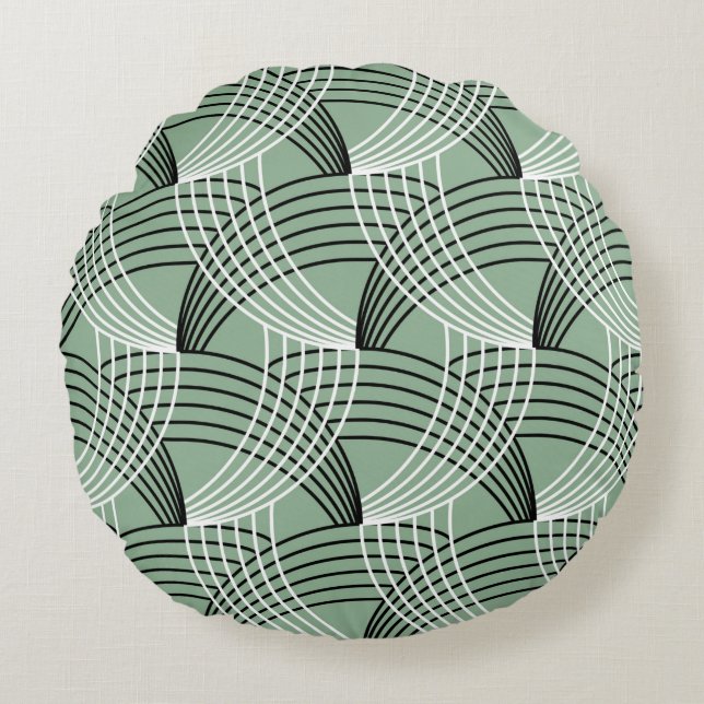 Seamless geometric pattern with wavy lines round cushion (Front)