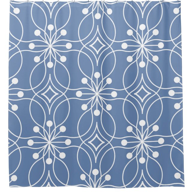 Seamless geometric pattern with wavy lines shower curtain (Front)
